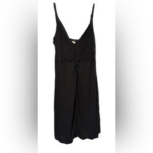 H&M Black Mini Dress w/front twist, spaghetti straps- size L